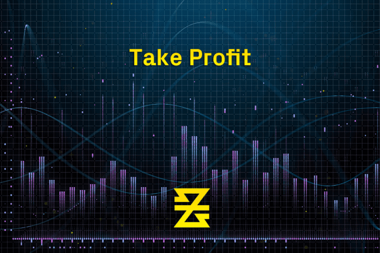 take profit displayed over trending market and graph with baxia logo